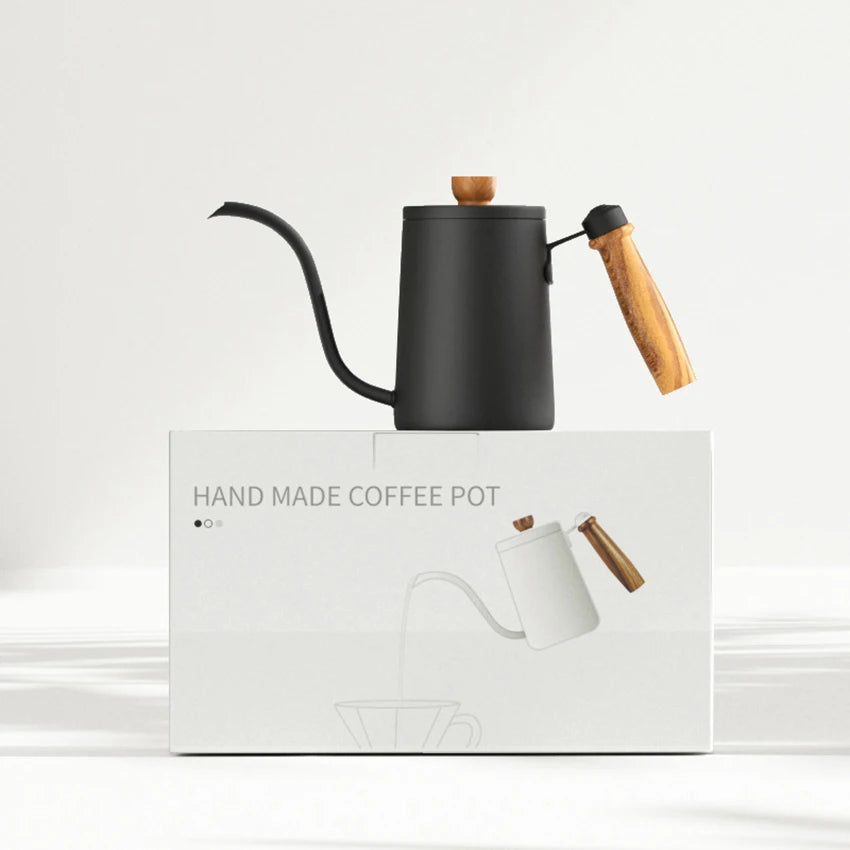 600ml Stainless Steel Gooseneck Kettle Wood Handle