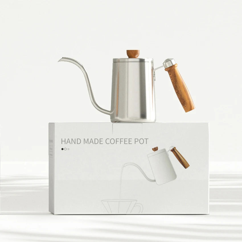 600ml Stainless Steel Gooseneck Kettle Wood Handle