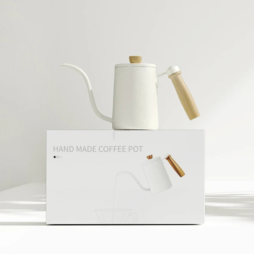 600ml Stainless Steel Gooseneck Kettle Wood Handle