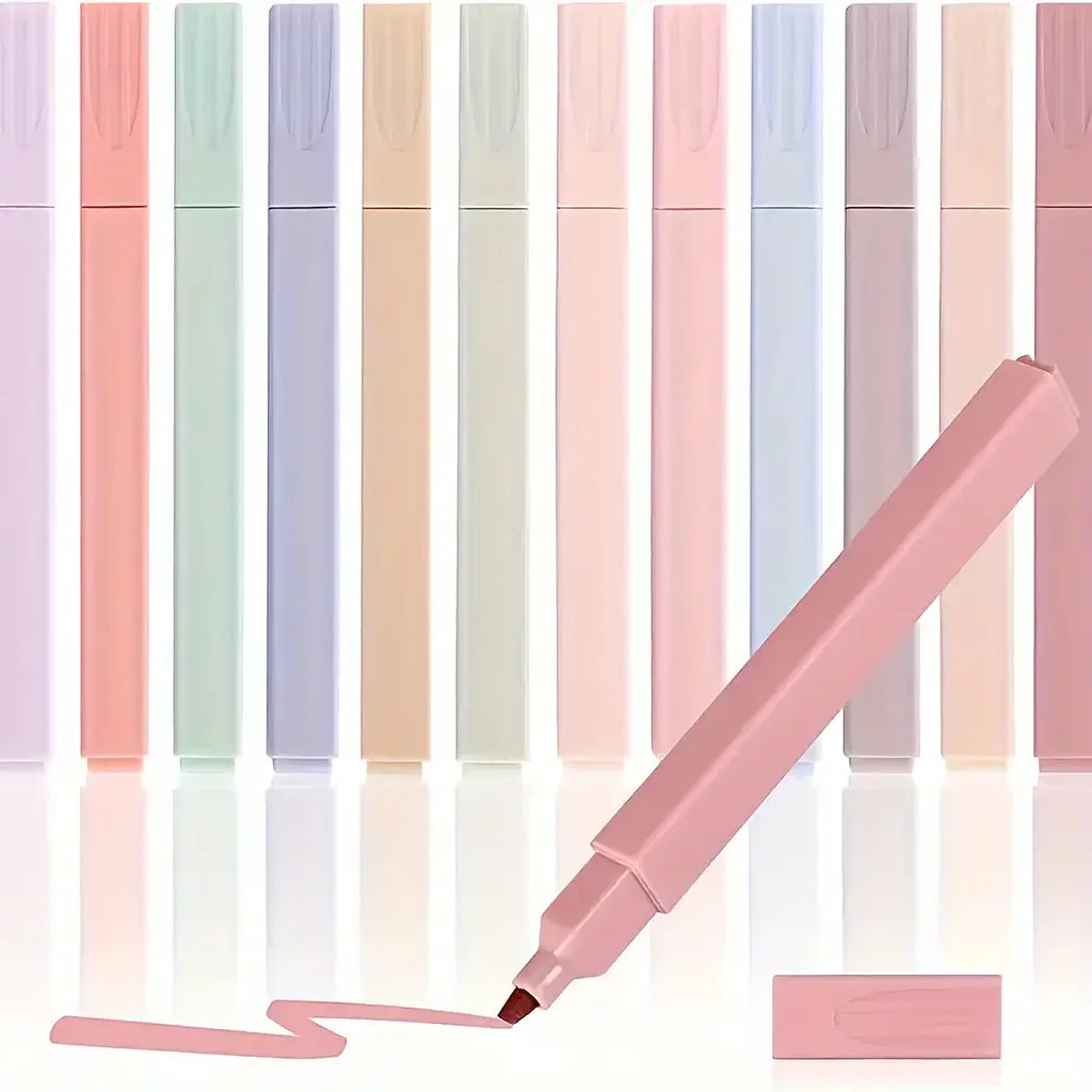 12PCS Soft Pastel Highlighters, Non-Bleed Marker Pens, Cute Aesthetic Colors, Great for Student Notes, Journaling&Study Planning