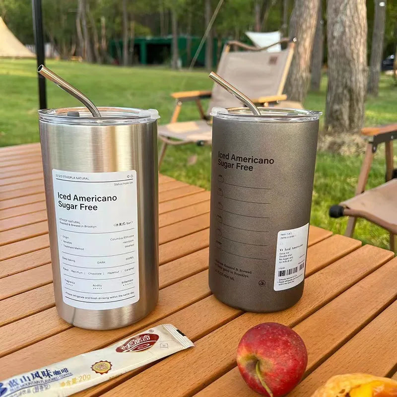 600ml Stainless Steel Insulated Coffee Tumbler with Straw