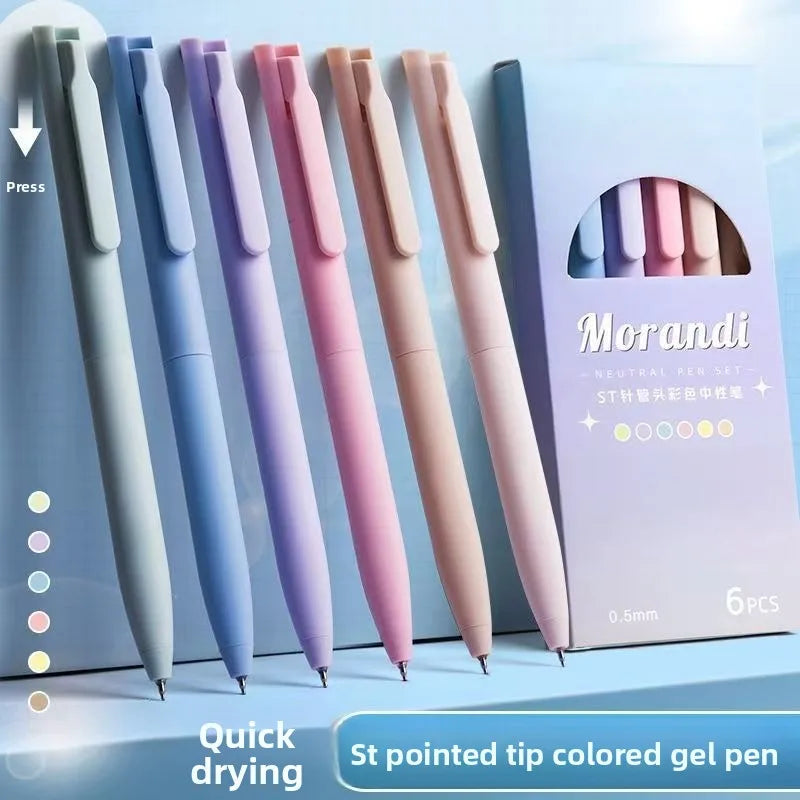 Simple Design Colorful Click-Type Ballpoint Pen High Aesthetic Value INS Student Highlighter Office Signature ST Needle Head Pen