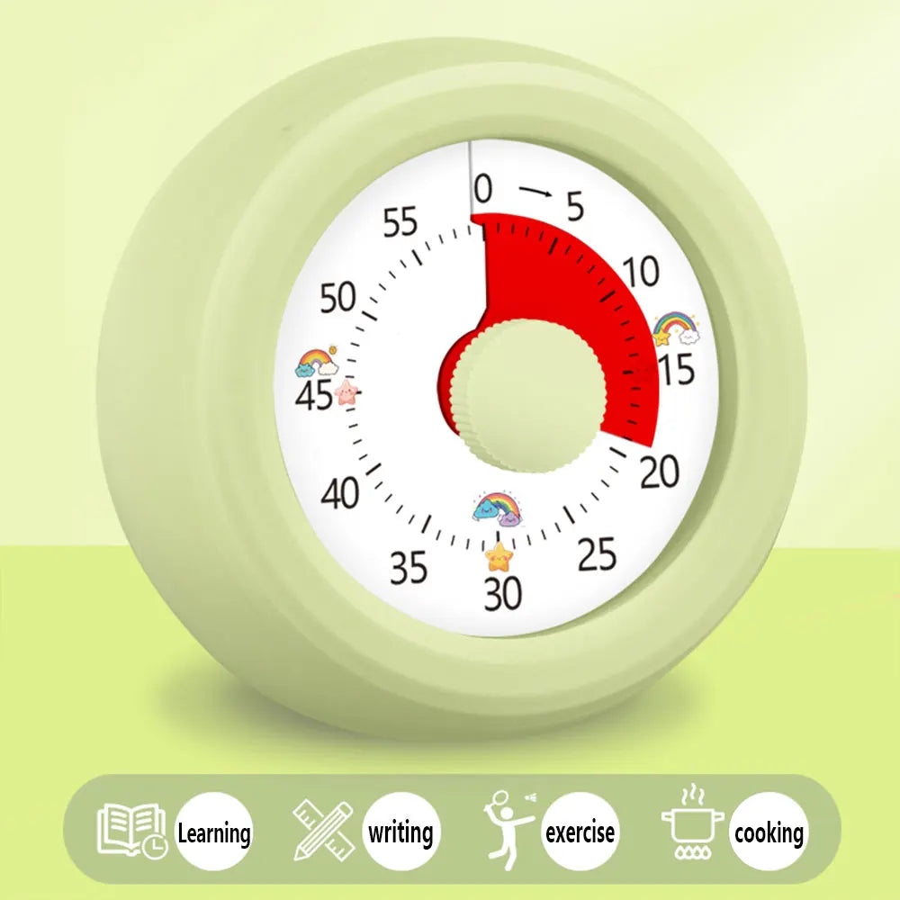 Round Visual Timer Self-discipline Tool 60-minute Countdown Kitchen Cooking Homework Exercise Stopwatch Kid's Time Management