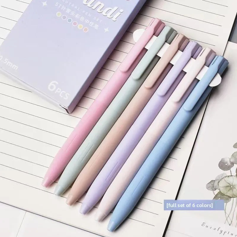 Simple Design Colorful Click-Type Ballpoint Pen High Aesthetic Value INS Student Highlighter Office Signature ST Needle Head Pen