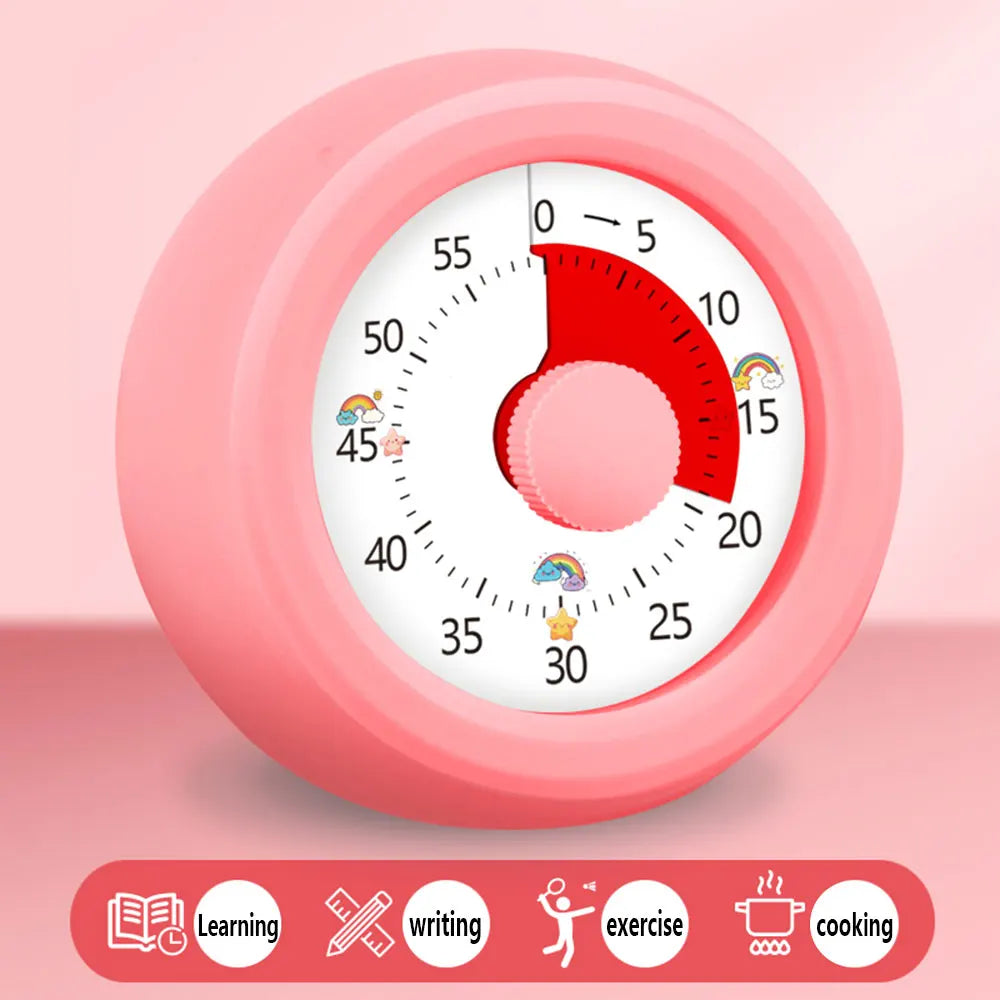 Round Visual Timer Self-discipline Tool 60-minute Countdown Kitchen Cooking Homework Exercise Stopwatch Kid's Time Management
