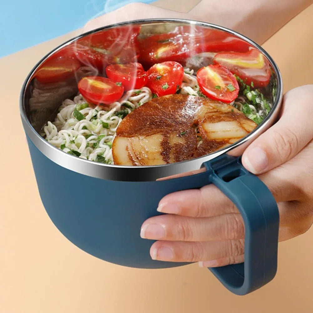 1L Stainless Steel Ramen Noodle Bowl with Lid Handle