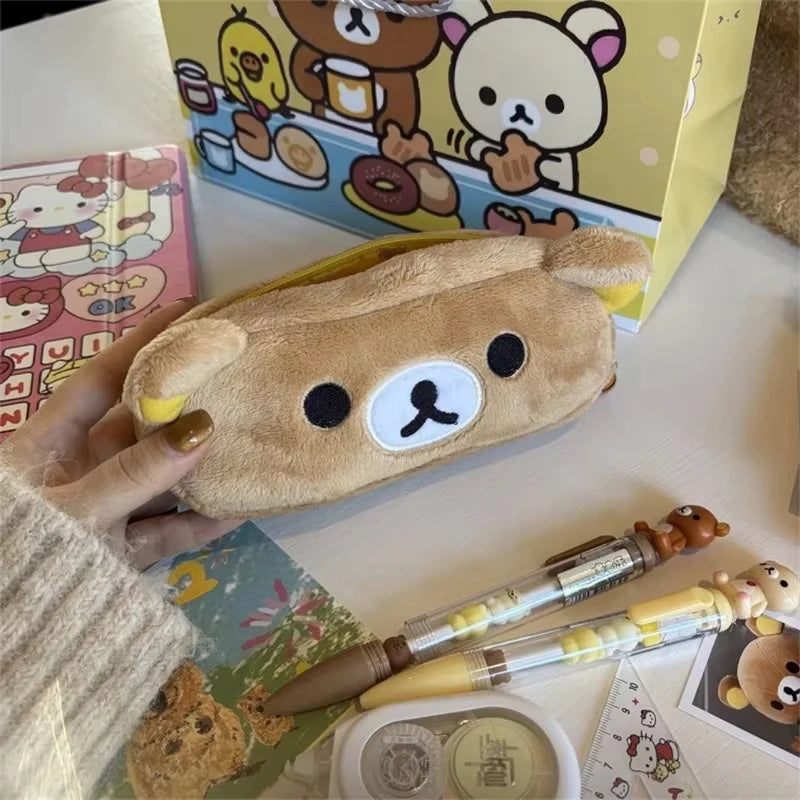 Kawaii Pencil Cases For Kids Girls Cute Cartoon Bear Pencil Pouch Organizer Pen Bag School Stationeries Gifts Ins Hot