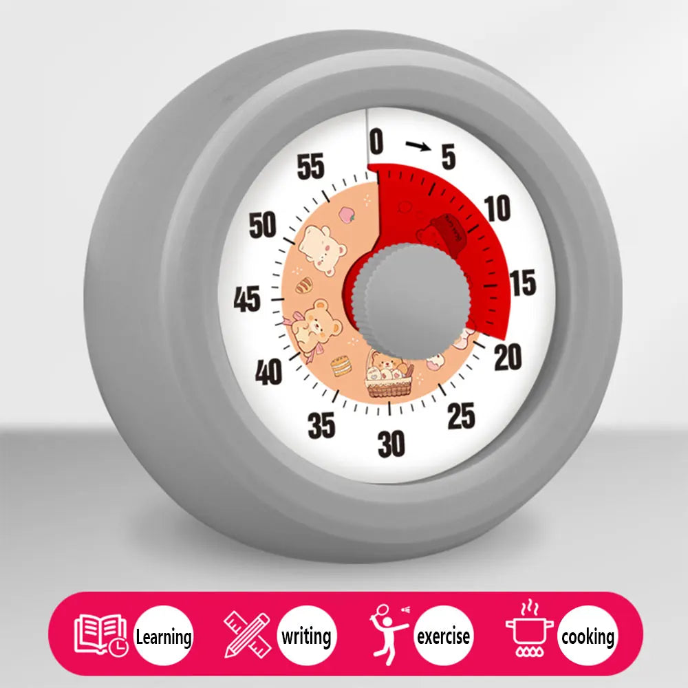 Round Visual Timer Self-discipline Tool 60-minute Countdown Kitchen Cooking Homework Exercise Stopwatch Kid's Time Management