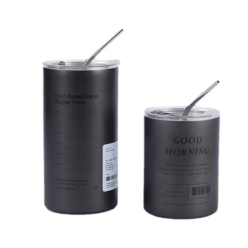 600ml Stainless Steel Insulated Coffee Tumbler with Straw