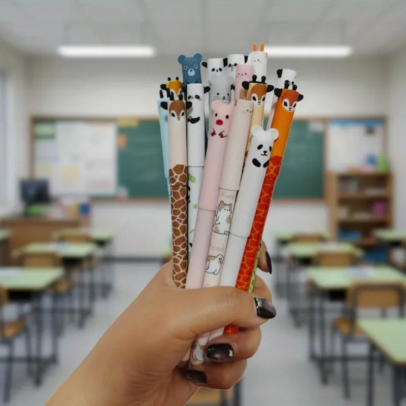 10-Pack of Erasable Pens with Random Designs, Cute Animal Erasable Pens, Erasable Gel Pens, Cartoon Student-Specific Stationery