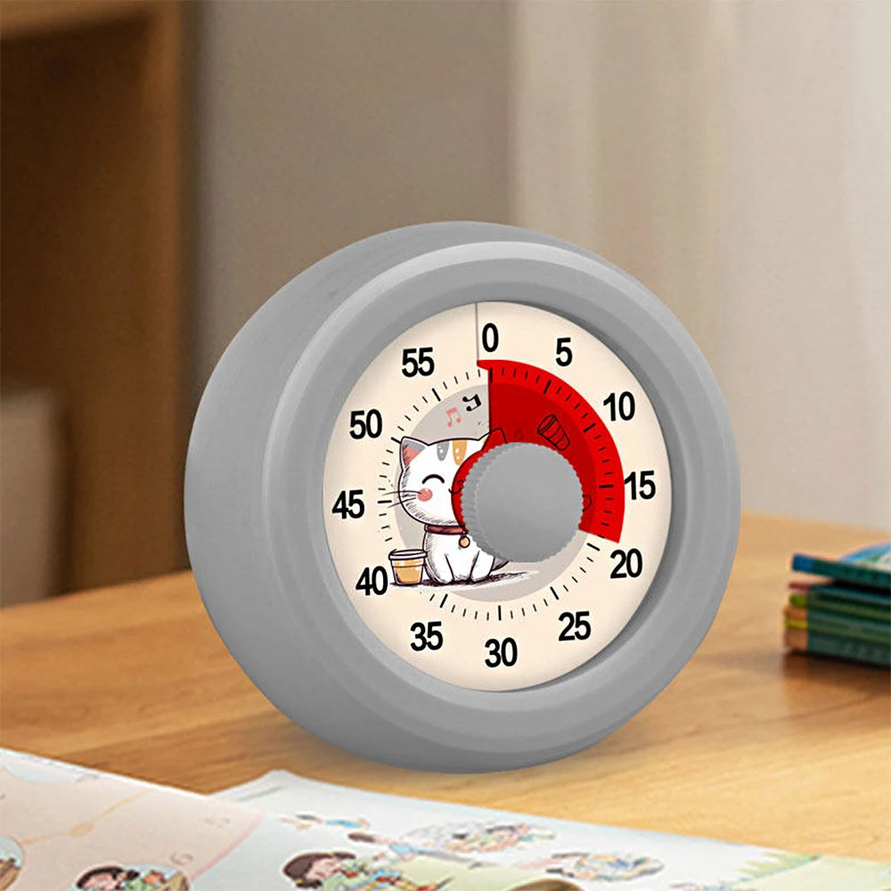 Round Visual Timer Self-discipline Tool 60-minute Countdown Kitchen Cooking Homework Exercise Stopwatch Kid's Time Management