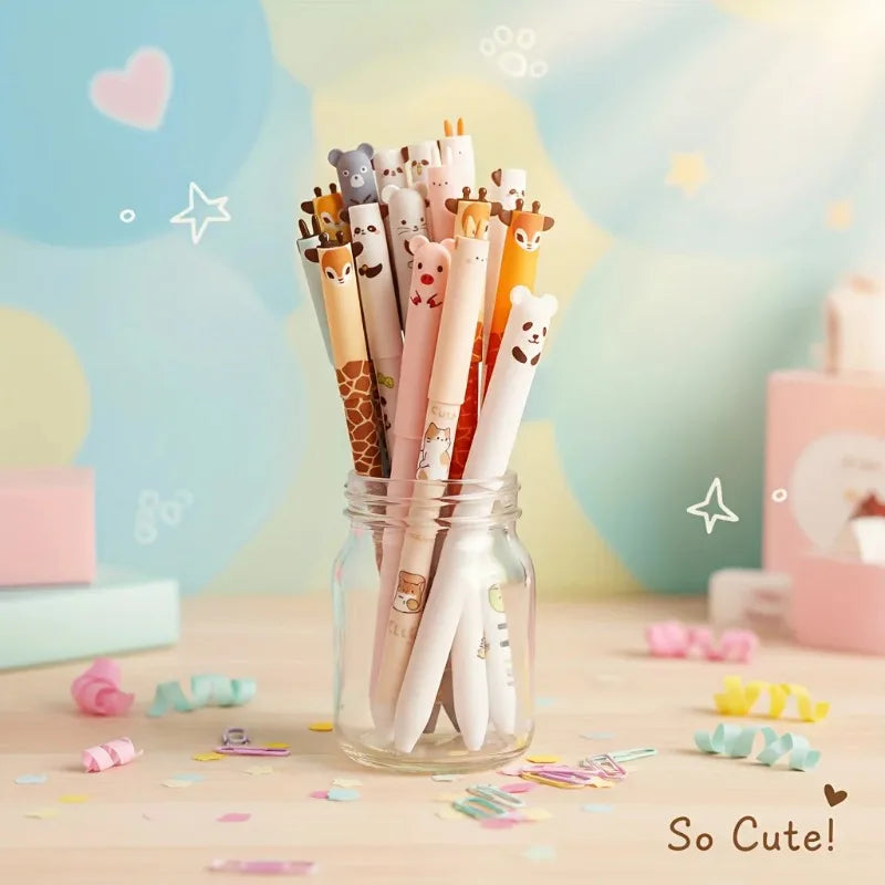 10-Pack of Erasable Pens with Random Designs, Cute Animal Erasable Pens, Erasable Gel Pens, Cartoon Student-Specific Stationery