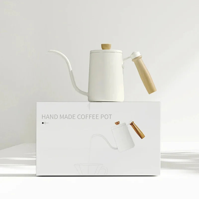 600ml Stainless Steel Gooseneck Kettle Wood Handle