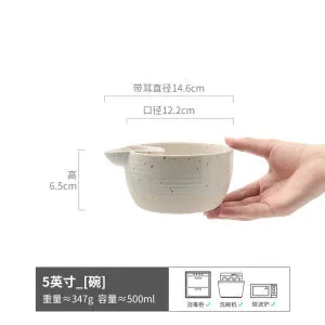 Coarse Pottery Japanese Ramen Bowl Set