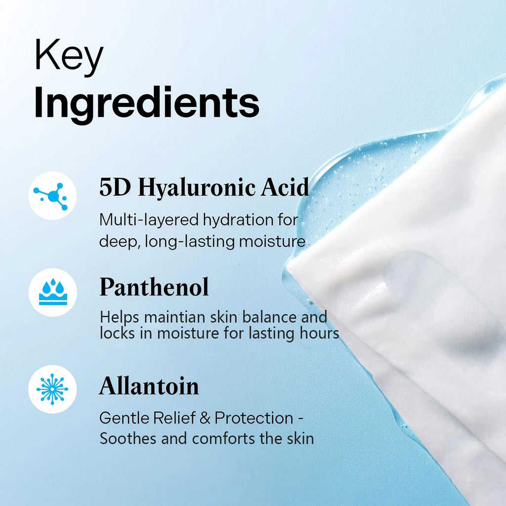 Torriden DIVE-IN Hyaluronic Acid Facial Sheet Masks 10pcs,Thin&Skin-Conforming,Deeply Moisturizing,Korean Skincare,Korean Makeup