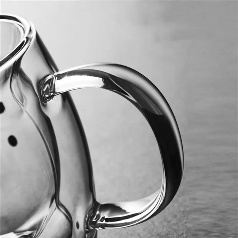 2 Pack Cute Bear Double Wall Glass Mugs 8.5 Oz
