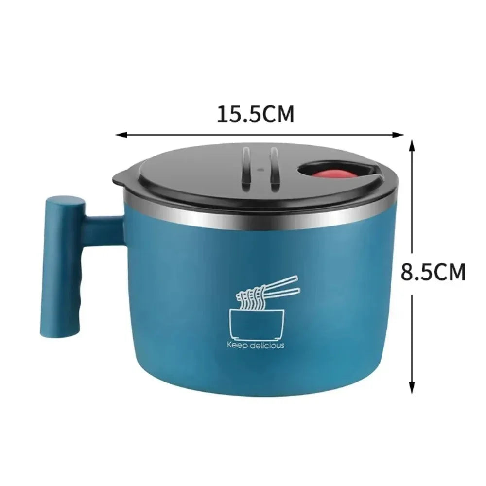 1L Stainless Steel Ramen Noodle Bowl with Lid Handle