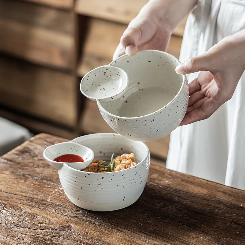 Coarse Pottery Japanese Ramen Bowl Set