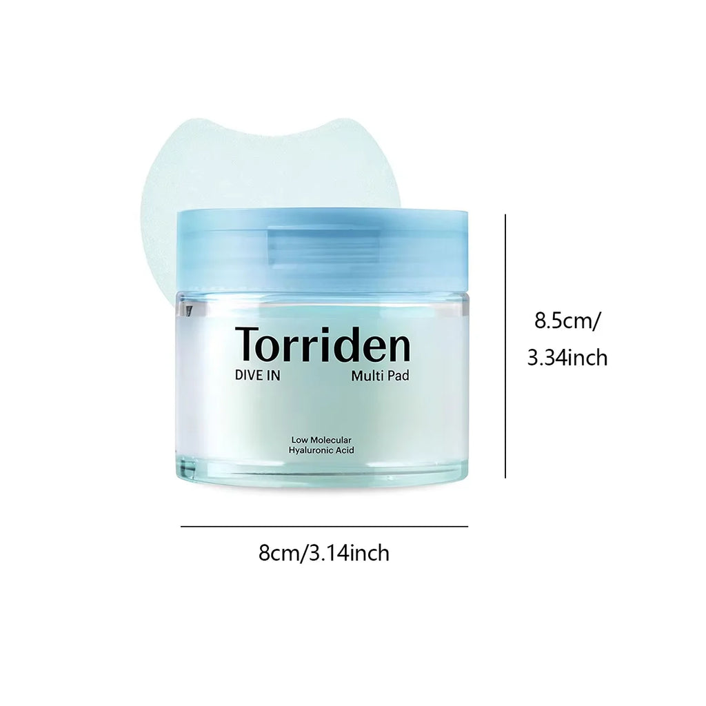 Torriden Dive-in Vegan Hyaluronic Acid Toner Pads(80 Pads),Nourishing&Sheer,Soft Cleansing Action,Korean Skincare,Korean Makeup