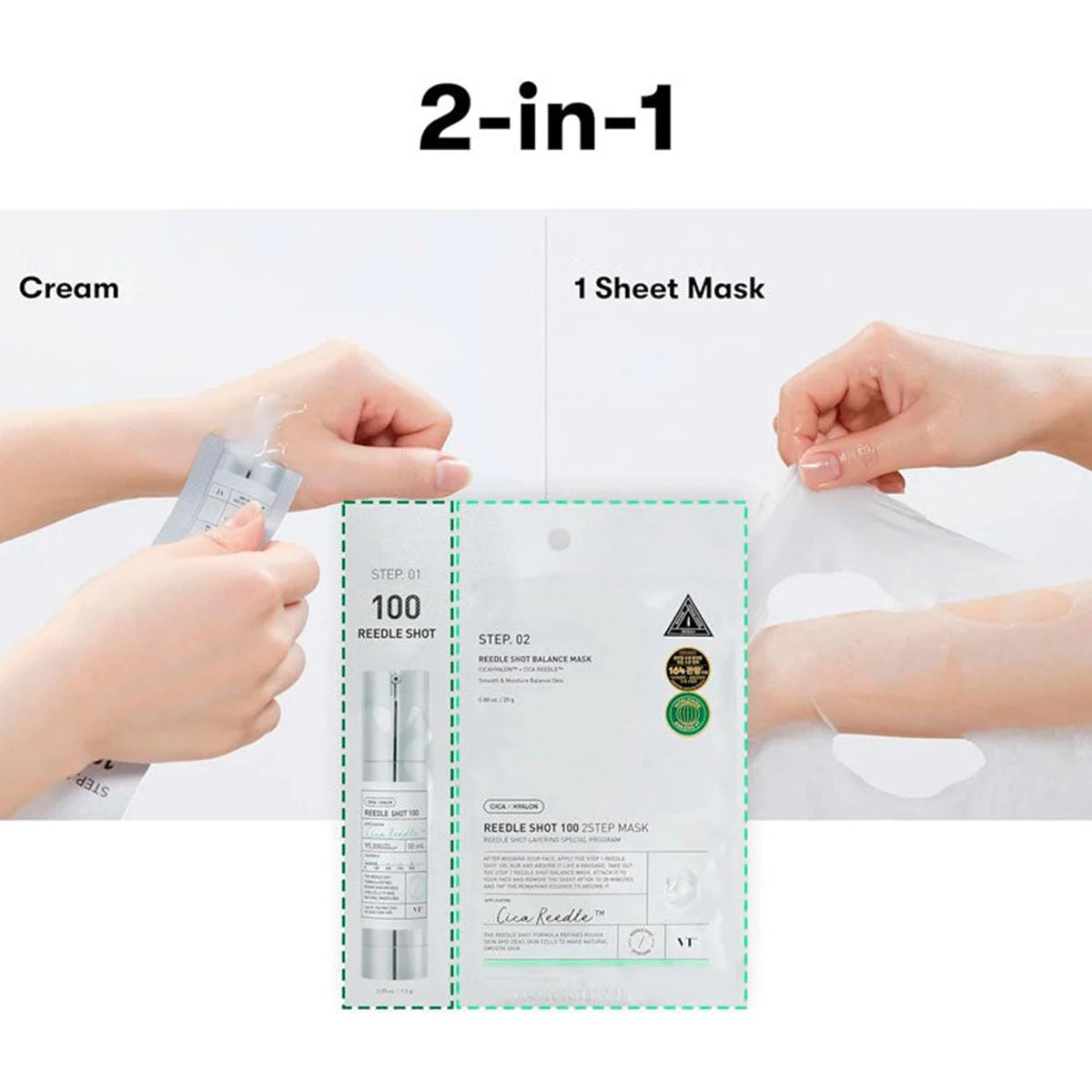 VT Reedle Shot 100 2-Step Mask*5pieces,Intensive Recovery Mask,Glow Mask,Smoothing Care Mask,Korean Skincare,Korean Makeup