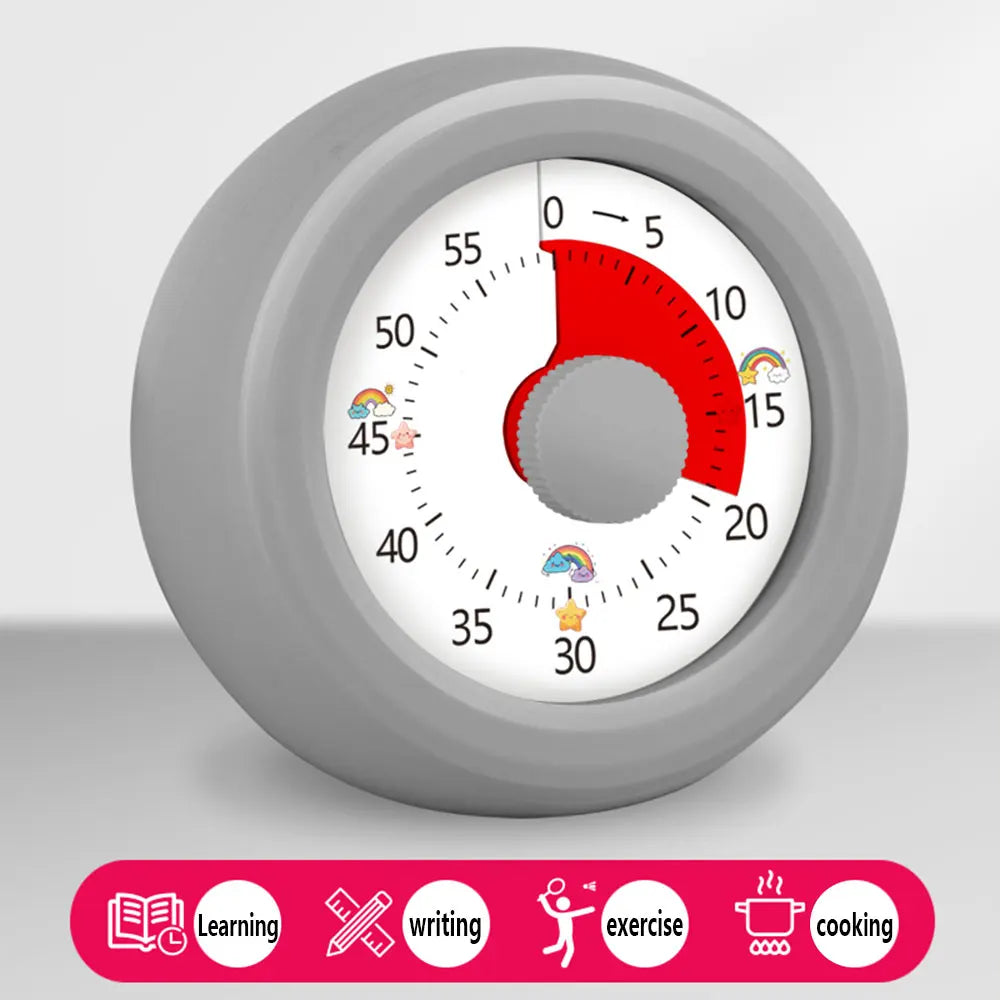 Round Visual Timer Self-discipline Tool 60-minute Countdown Kitchen Cooking Homework Exercise Stopwatch Kid's Time Management
