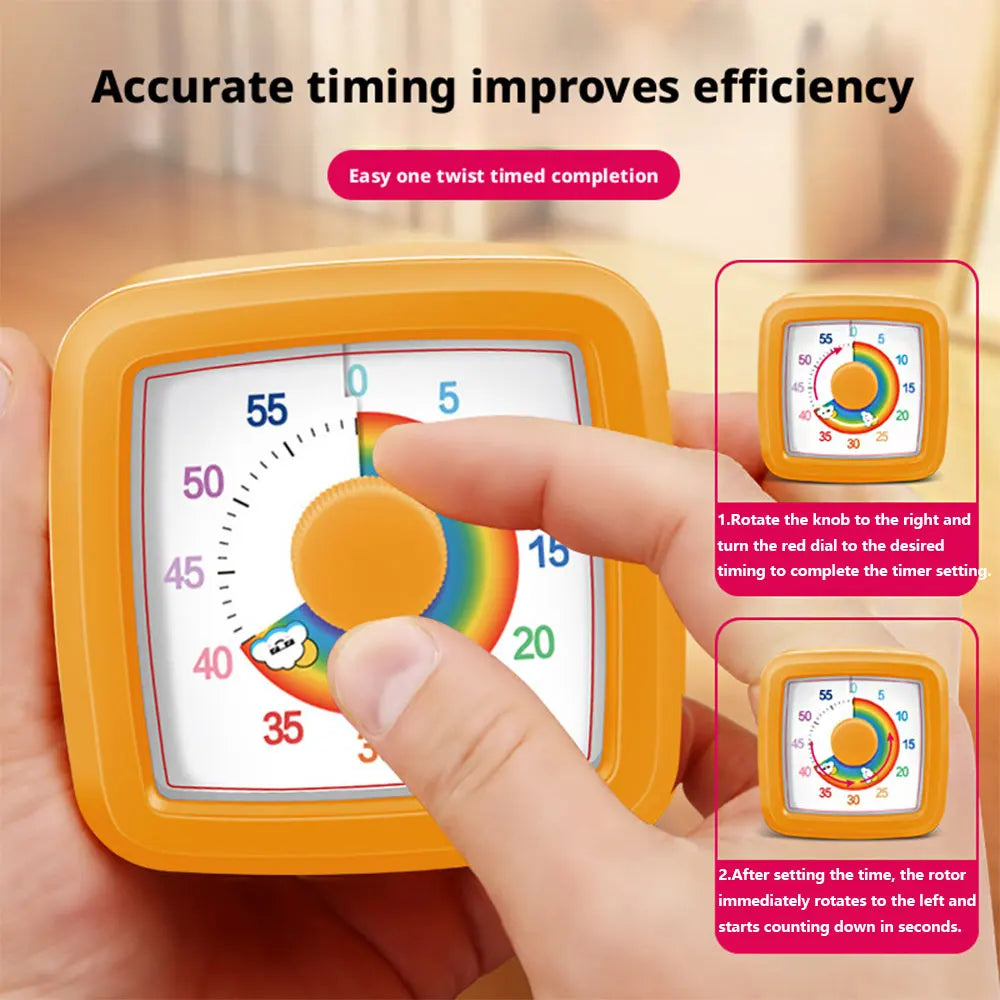 Round Visual Timer Self-discipline Tool 60-minute Countdown Kitchen Cooking Homework Exercise Stopwatch Kid's Time Management