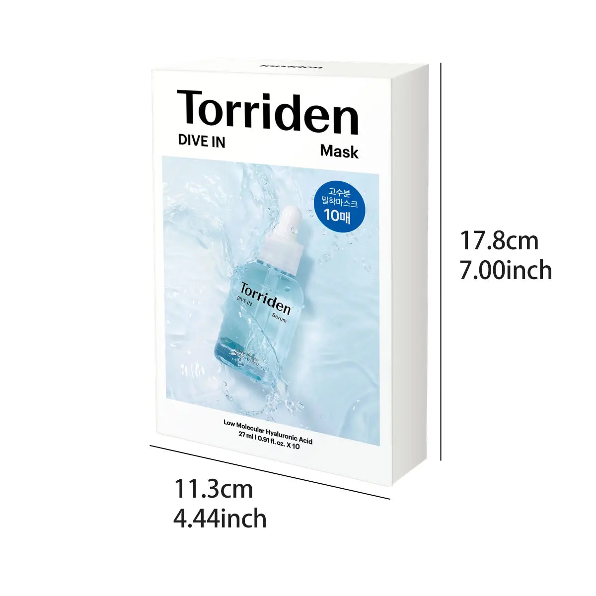 Torriden DIVE-IN Hyaluronic Acid Facial Sheet Masks 10pcs,Thin&Skin-Conforming,Deeply Moisturizing,Korean Skincare,Korean Makeup