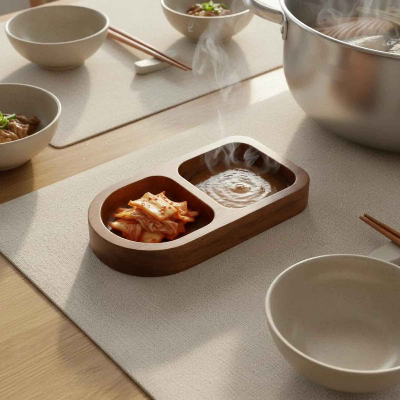 Korean Wooden Divided Bowl