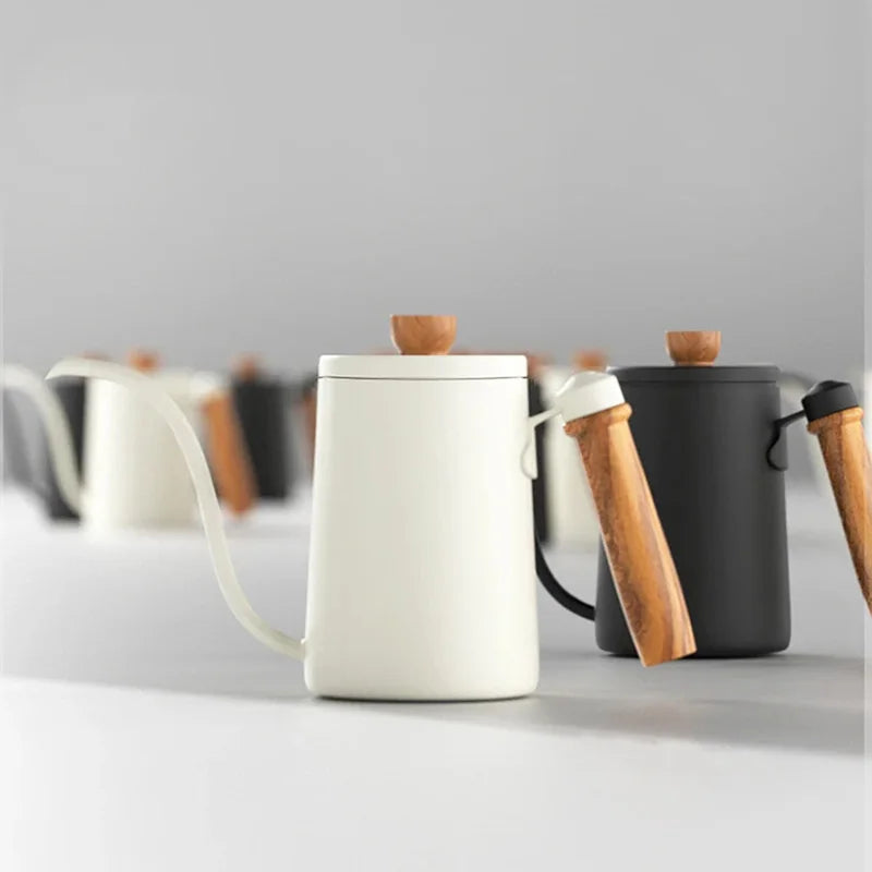 600ml Stainless Steel Gooseneck Kettle Wood Handle