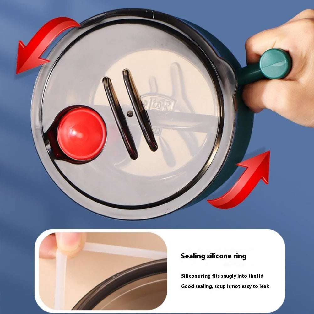 1L Stainless Steel Ramen Noodle Bowl with Lid Handle